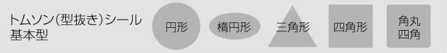 トムソン(型抜き)シール印刷 基本形トムソン(型抜き)シール印刷 基本形(円形・楕円形・角丸四角・三角形・四角形)